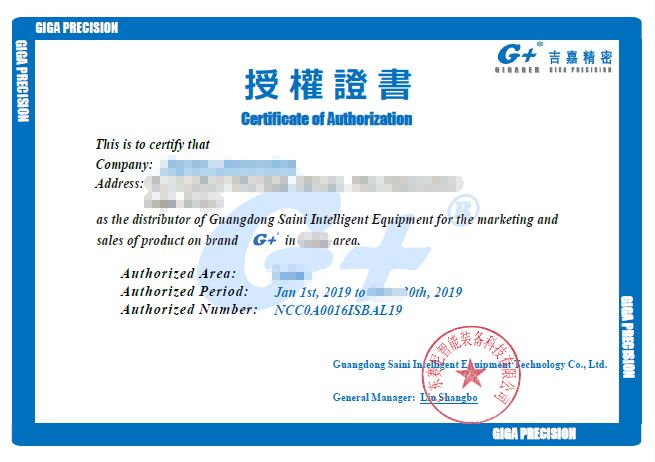 giga precision certificate of authorization